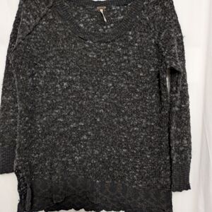 Free People Textured Knit Sweater - Charcoal